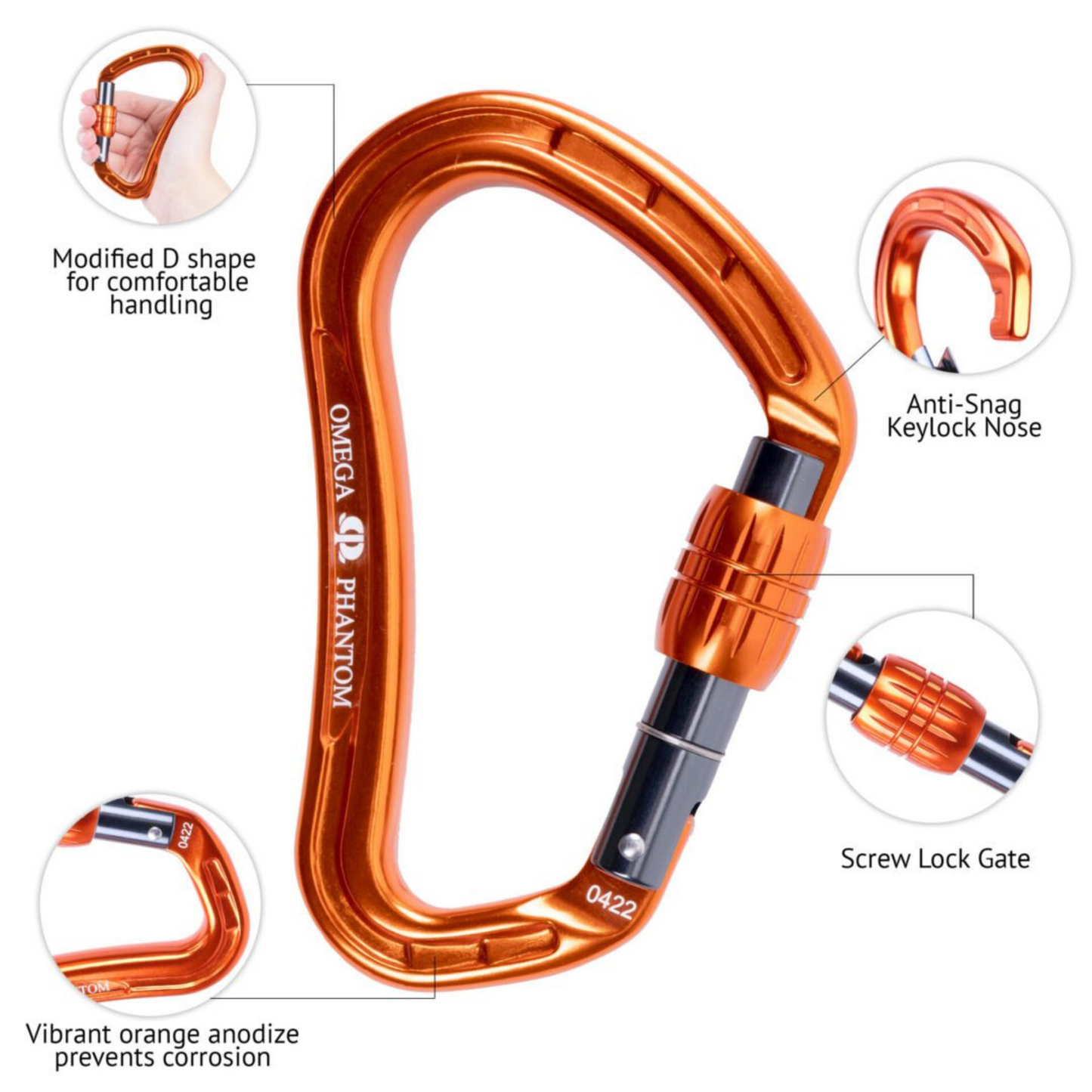 RNR Omega Pacific Phantom Aluminum KeyLock, Screw-Lok Orange