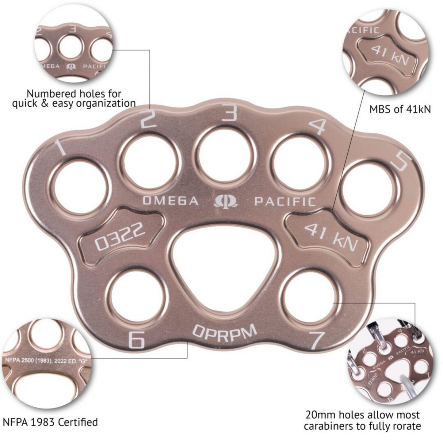 RNR Omega Pacific Medium Aluminum Rigging Plate NFPA