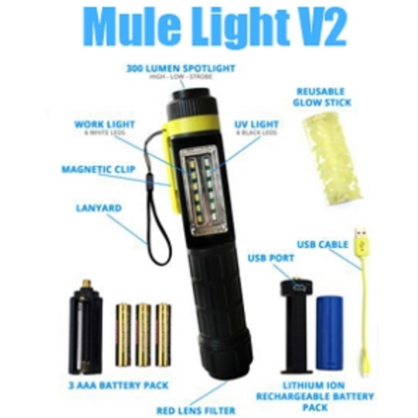 UVPaqlite Mule Light V2 with case